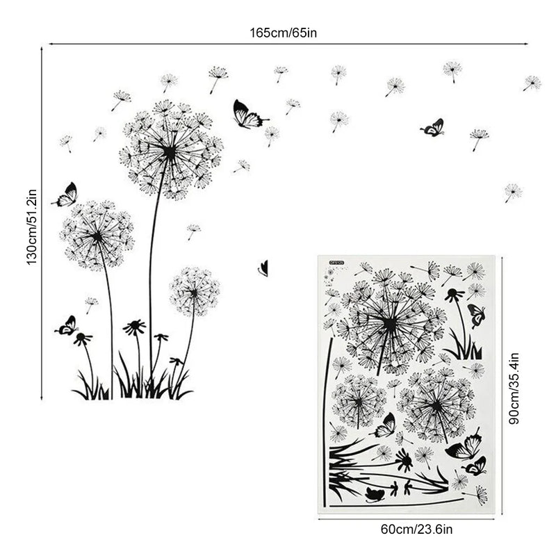 Black Dandelion Sitting Room Bedroom Wall Stickers Household Adornment Decor Decals Mural Art Poster On The Wall