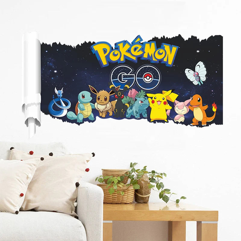 Cartoon Pokémon Pikachu Wall Sticker For Kids Room Living Room Bedroom Wall Decoration Kids Gifts Door Sticker  Cute Posters