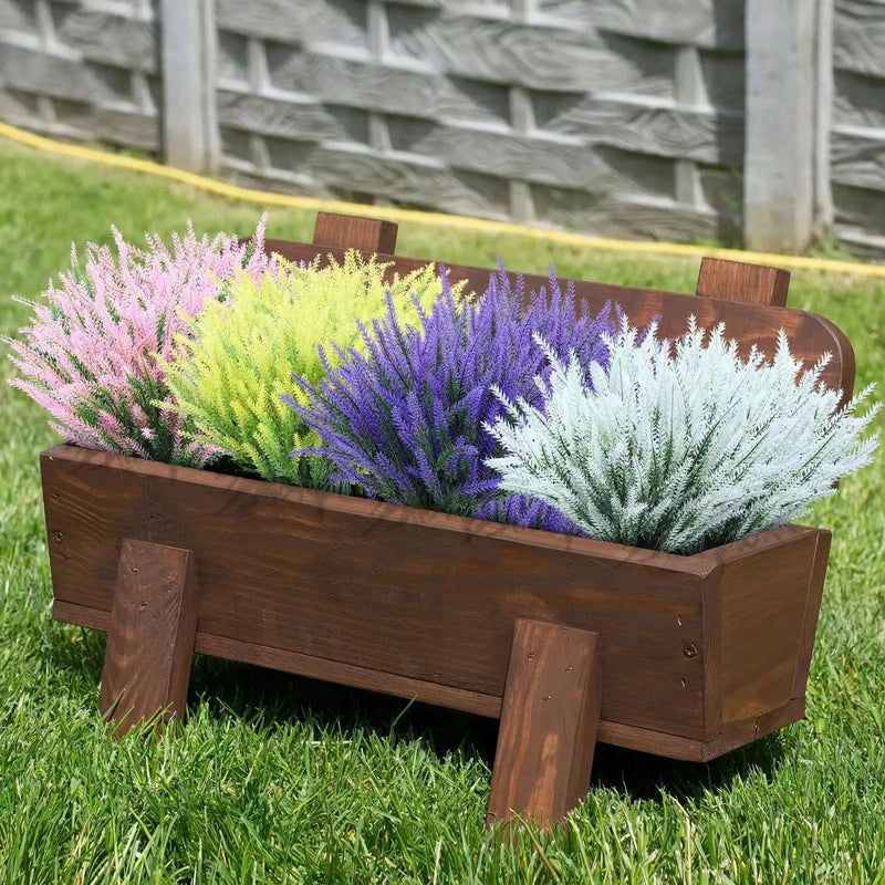 Lavender Artificial Flowers Outdoor UV Resistant Shrubs Plants Fake Flower Greenery for Office Kitchen Wedding Garden Decor