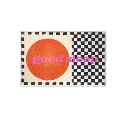 Sunset Checkerboard Rug Bathroom Toilet Mat Bedside Living Room Cute Rug Anti-slip Faul Wool Furry Carpet Absorbent Non-Slip Mat