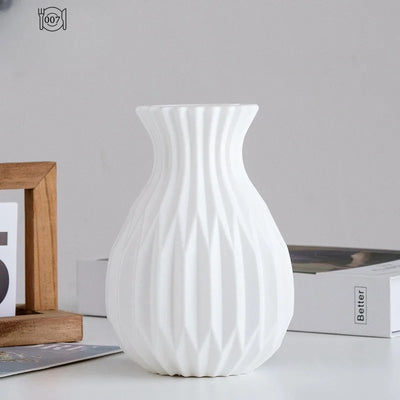 MModern Flower Vase WhitePlastic Wase Flower PotBasket Nordic Home LivingRoom DecorationOrnament Wedding FlowerArrangement