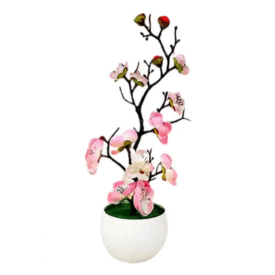 Bonsai Silk Flowers Plum Blossoms Artificial Plant Fake Flowers Pot Flores Sakura Tree Branches Home Room Decoration