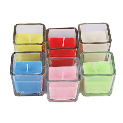 Candy Color Natural Plant Scented Candles Help Sleep Strawberry Lavender Jasmine Rose Scented Glass Square Cup Perfume Candles