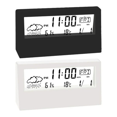 Thermo-Hygrometer Clock Creative Weather Display Electronic Alarm CLock Desktops Tables Decor For Living Room Bedroom Home