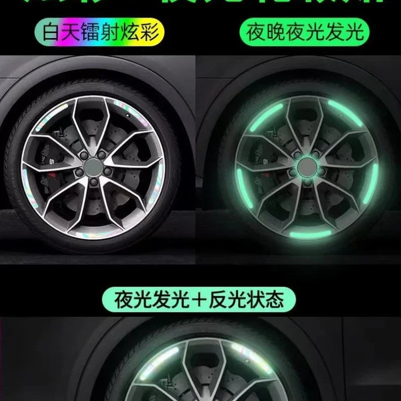 20pcs/set Luminescence Stickers for Car Motorcycle Tires Warning Sticker Prevent Collision Glow in The Night Strip Adhesive Tape