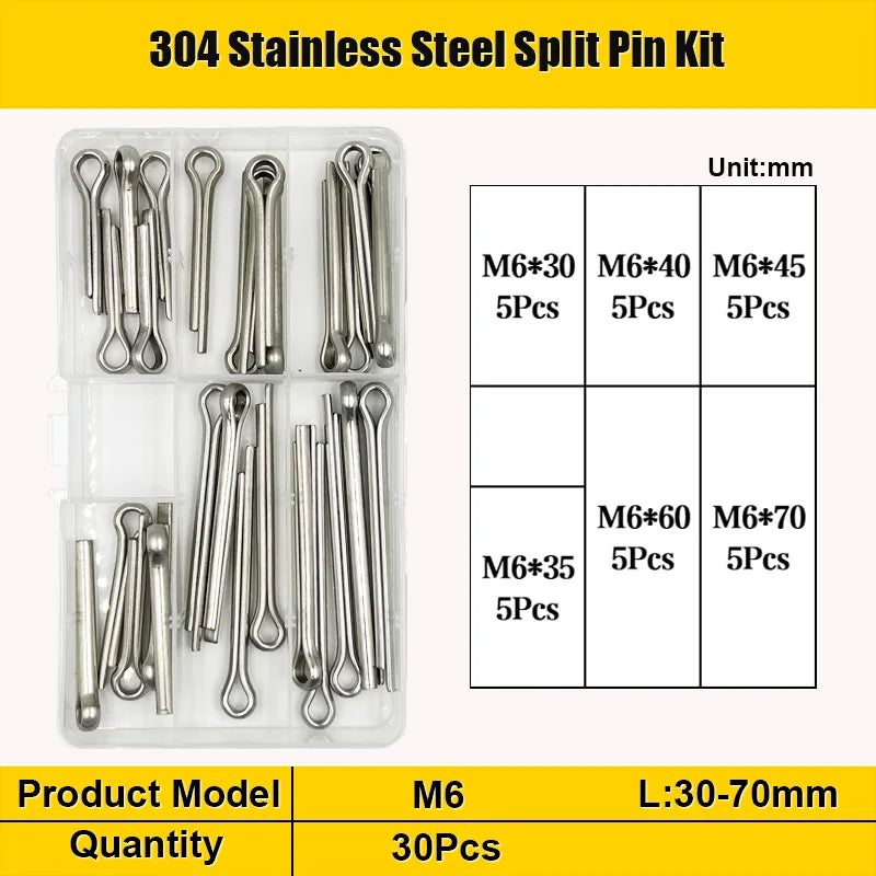 M1.5 M2 M3 M4 M5 M6 Stainless Steel U Shape Type Spring Cotter Hair Pin Cotter Pins Set Split Clamp Open Elastic Clip for Car