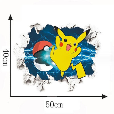 Cartoon Pikachu Wall Stickers For Kid's Rooms Kindergarten Living Room Bedroom DIY Wall Decoration Animated Poster Bedroom Decor