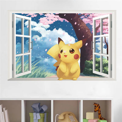 Cartoon Pokémon Pikachu Wall Sticker For Kids Room Living Room Bedroom Wall Decoration Kids Gifts Door Sticker  Cute Posters