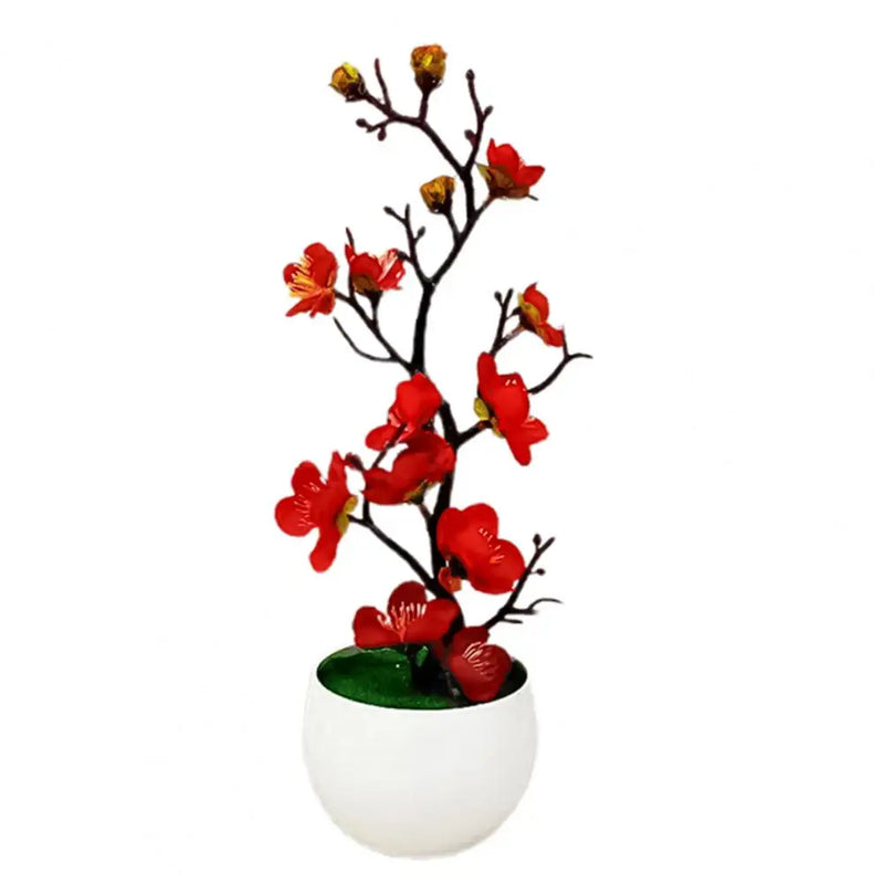 Bonsai Silk Flowers Plum Blossoms Artificial Plant Fake Flowers Pot Flores Sakura Tree Branches Home Room Decoration