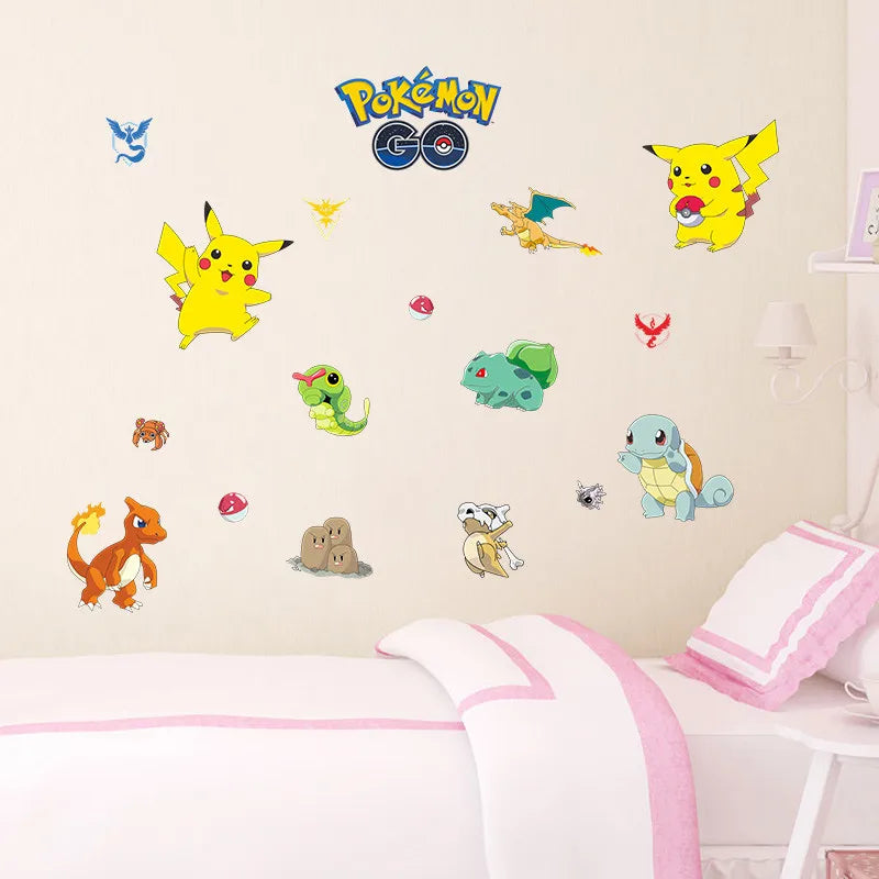 Cartoon Pokémon Pikachu Wall Sticker For Kids Room Living Room Bedroom Wall Decoration Kids Gifts Door Sticker  Cute Posters