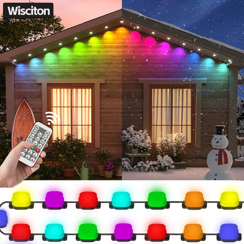 17/15M LED Outdoor Ambient Lights Eaves Camp Gardens Corridors Music Sensing Dynamic RGB Flow Lamp Wall Lighting Night Light