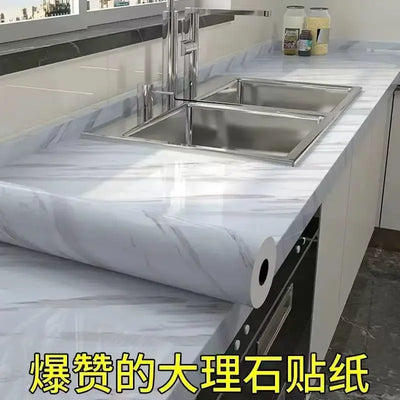 Wall Adhesive Wallpaper Width 80cm Waterproof Oil Proof Foil Marble Decor Sticker Kitchen Bathroom Renovation Decorative Paper