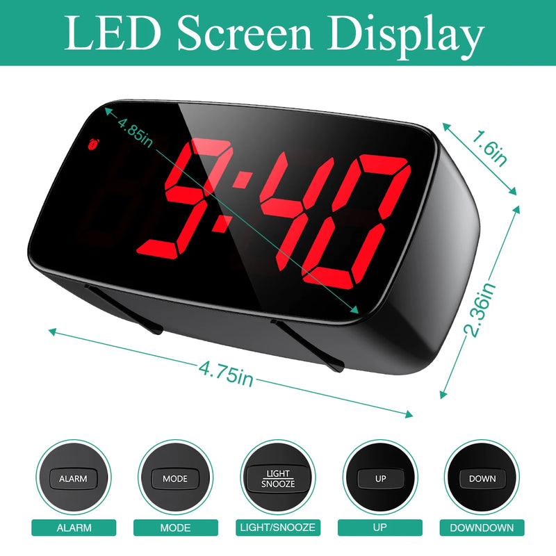 ORIA Alarm Clock Digital LED Clock Voice Control Snooze Time Temperature Display Night Mode Reloj Despertador Desktop Clocks