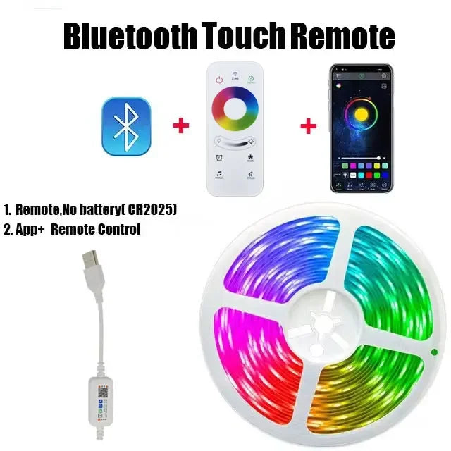 RGB 1-30M Led Strip Light Bluetooth 5050 5V USB App Control Diode Led Tape Flexible Ribbon Luces Band for Gaming Bedroom Party