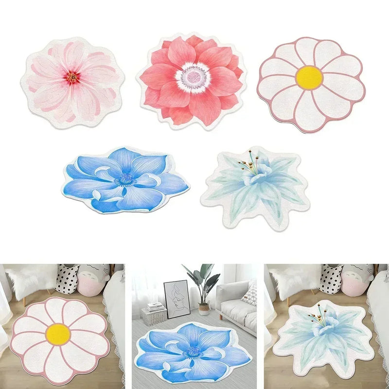 Simple Flower Shape Easy Care Living Room Carpet Large Area Nonslip Dirt Resistant Bedroom Rug Washable Household Absorbent Rugs