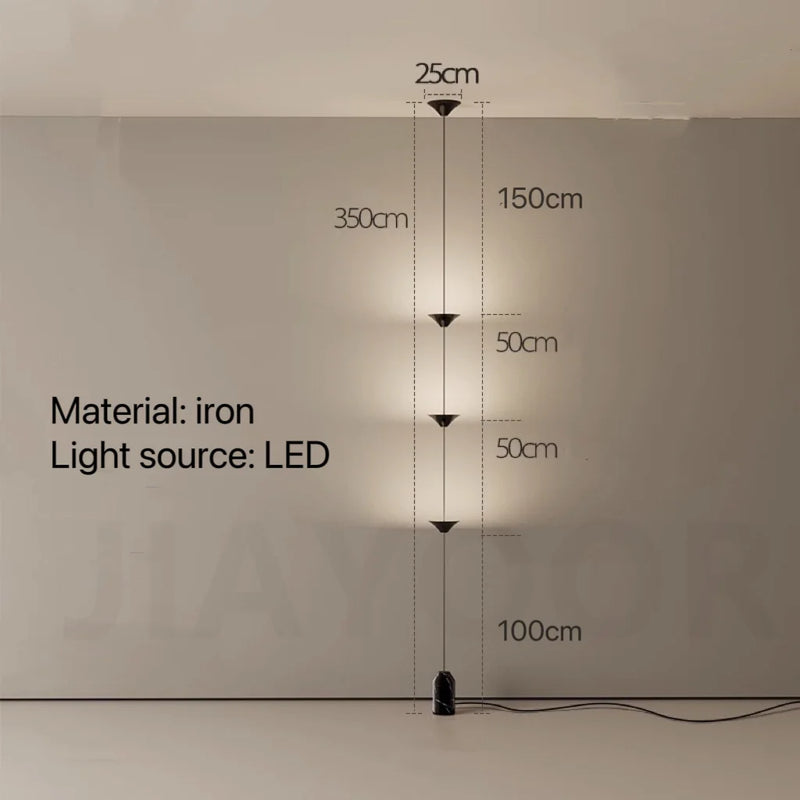 Modern Living Room Hallway Wall Floor Lamp Cone Desigh Art Decorative Iron Hanging Cable Floor Lamp For Bedroom Indoor LED Lamp
