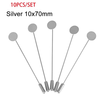 10pcs/set Simulated Pearl Copper Alloy Long Brooch Pin DIY Lapel Dress Jewelry Making Brooches Base/Tray Accessories