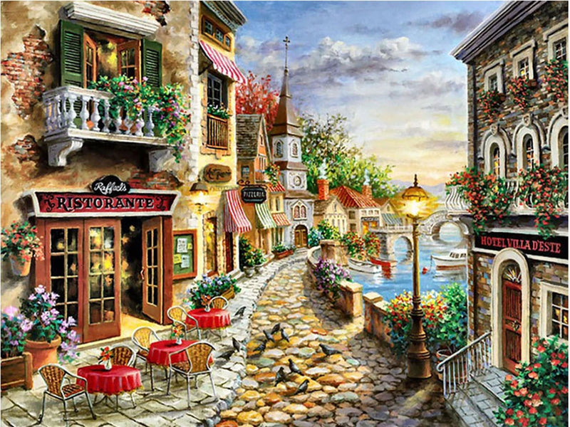 5D Diamond Painting Diamond Embroidery Street Resin Diamond Mosaic Town Landscape DIY Home Design Decoration