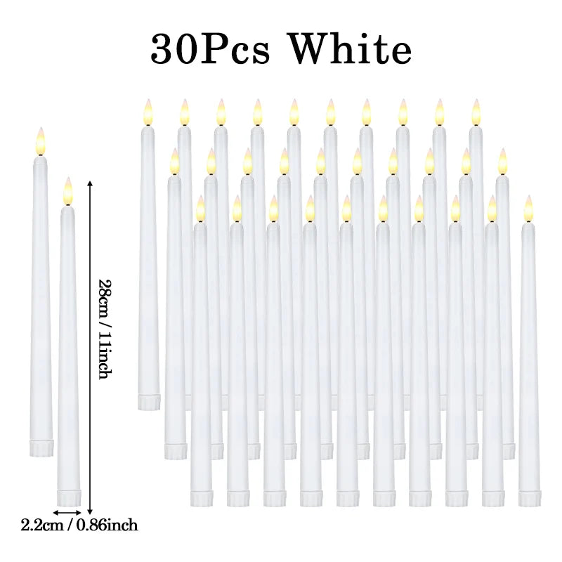 160-12Pcs LED Taper Candle with Flickering Flame Flameless Battery Operated Candles for Wedding Valentine Dinner Decoration