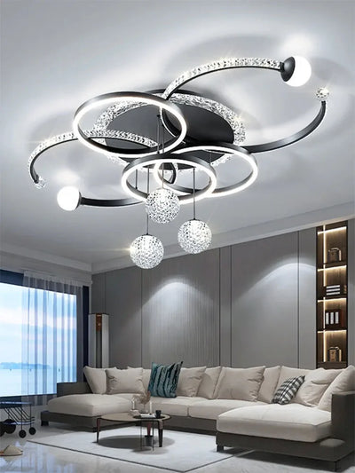 New Modern Led Black Living Room Pendant Light Kitchen Restaurant Glossy Pendant Light Interior Decoration Ceiling Chandelier