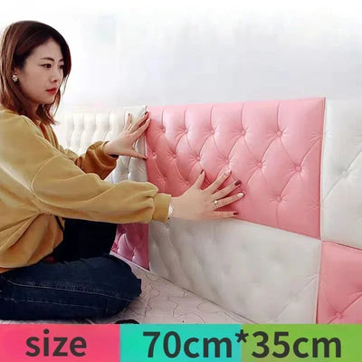 1pc Thickened 3D Soft Package Bed Sticker Anti-Collision Self-Adhesive Wall Sticker Diy Tatami Headboard Bedroom Home Decoration