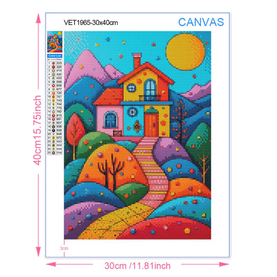 Diamond Painting Cartoon Fairy Tale World Colorful Castle Town Scenery 5D Full Round DIY Diamond Mosaic Embroidery Cross Stitch