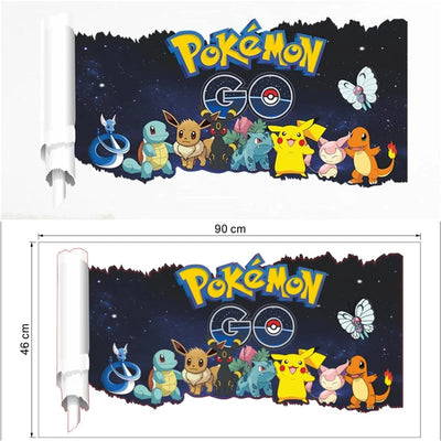 Cartoon Pokémon Pikachu Wall Sticker For Kids Room Living Room Bedroom Wall Decoration Kids Gifts Door Sticker  Cute Posters