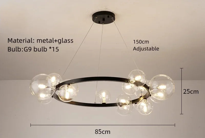 Clear White Glass Ball Chandeliers Parlor Dining Room Bedroom Hanging Lamp Cord Adjustable Creative Home Decoration Pendant