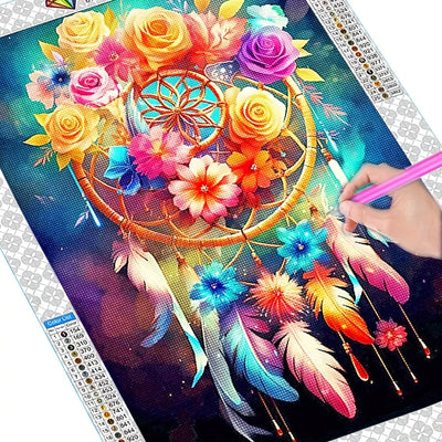 30X40CM Diamond Painting Kit Flower Dream Catcher Full Round Diamond Mosaic 5D DIY Cross Stitch Kits Embroidery Art Home Decor