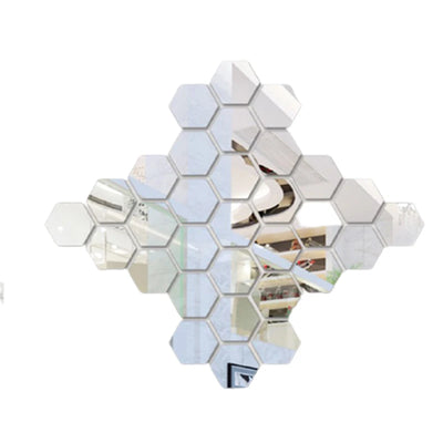 12Pcs Hexagon Mirror Wall Sticker Square Acrylic Wall Sticker Self-Adhesive Acrylic Tiles Sticker for Bathroom Diy 3D Wall Decal