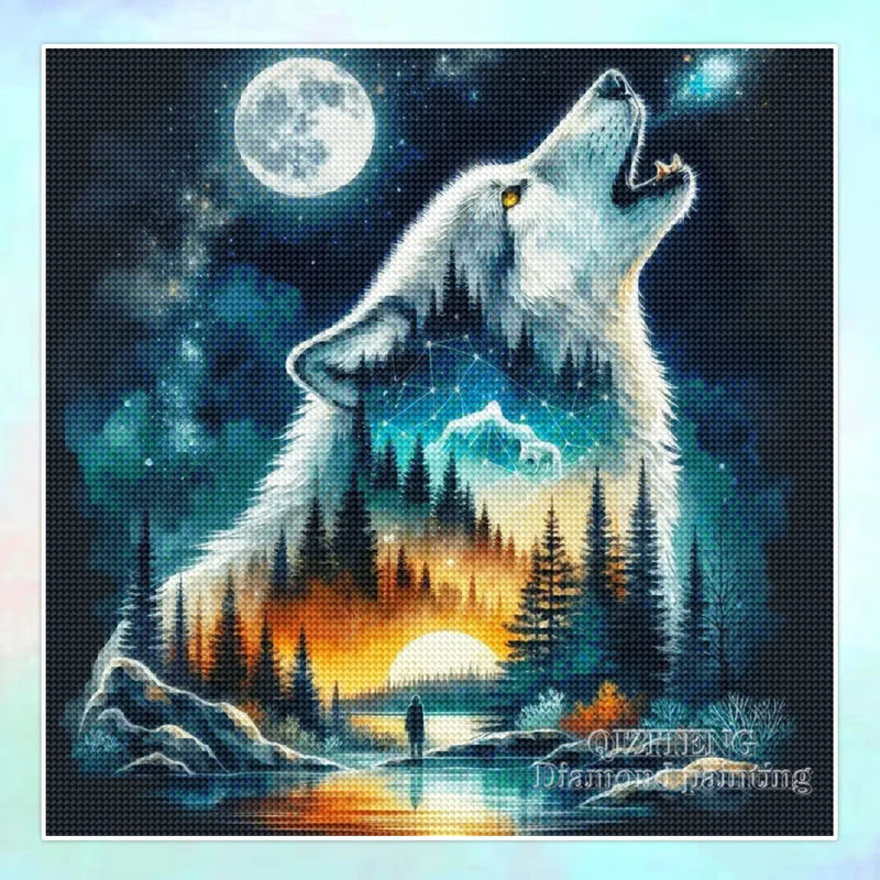 Full Square/Round 5D Diy Diamond Painting Animal Embroidery Picture Rhinestones Mountain Wolf Landscape Mosaic Cross Stitch