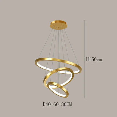 Modern Luxury Living Room chandelier Nordic originality Steel Ring LED Pendant Light Restaurant The hotel lobby home decor items