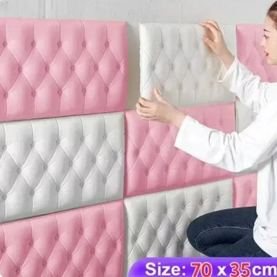 1pc Thickened 3D Soft Package Bed Sticker Anti-Collision Self-Adhesive Wall Sticker Diy Tatami Headboard Bedroom Home Decoration