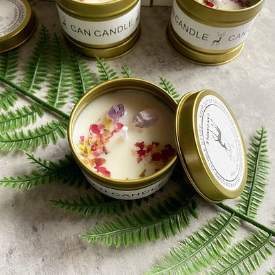 1 Pc Scented Candles Long Lasting Canned Soy Wax Candles Crystal Stone Dried Flower Fragrance Candle Smokeless