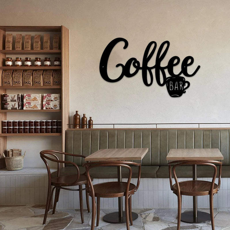 Metal Coffee Bar Sign Rustic Coffee Bar Hanging Wall Decor Coffee Signs Art Plaque Black Letter Silhouette Cafe Bar Club Poster