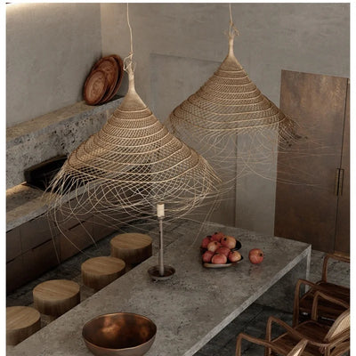 Wabi Sabi Ratten E27 Led Pendant Light Japan Style Metal Dining Room Hanging Lamp Nordic Suspend Lamp Fixtures Led Luminarias