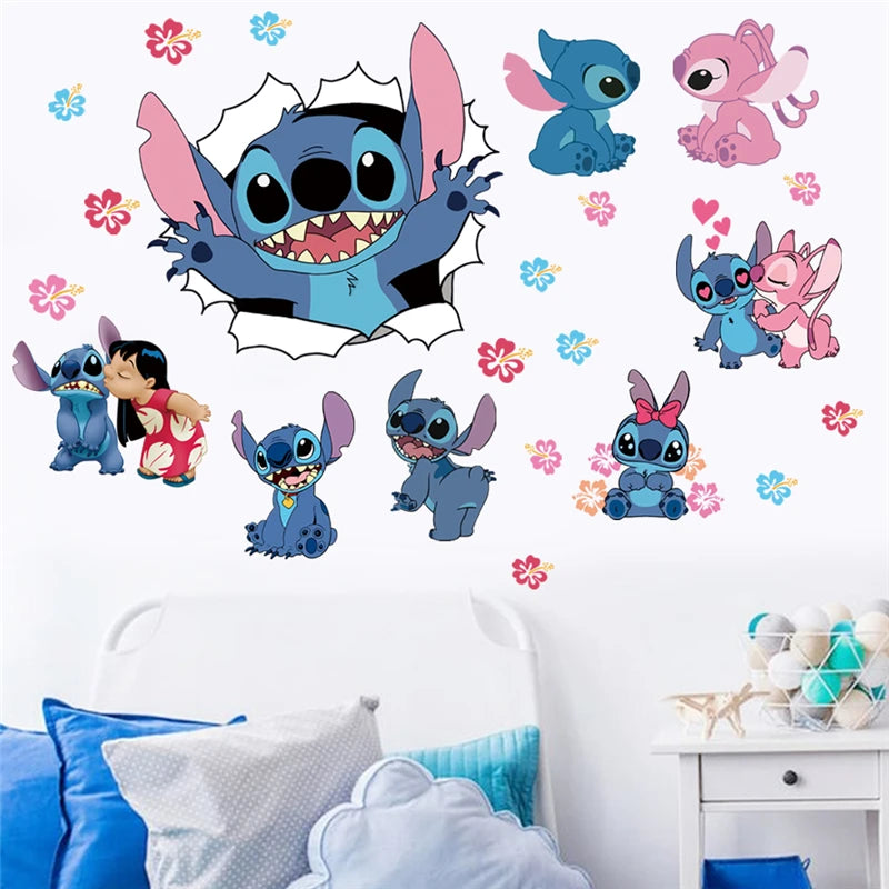 3D Broken Wall Lilo & Stitch Wall Stickers For Kid&