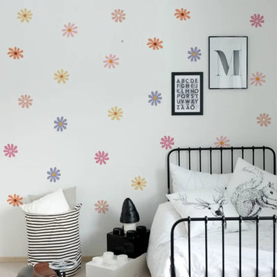 Daisy Floral Wall Stickers Children Nursery Vinyl Wall Art Decal Kids Baby Peel and Stick Girls Room Interior Home Decor