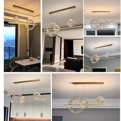 Modern Luxury Crystal Ring Strip Restaurant Chandelier for Dining Room Pendant Lamp Dining Table Bar Cafe Bar Home Deco Lamparas