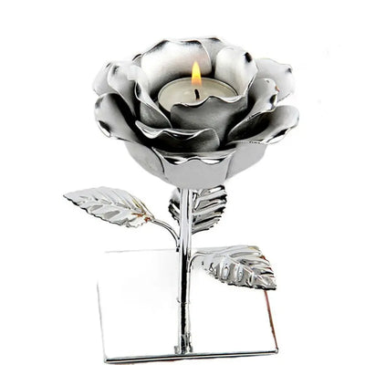Light Luxury 3D Rose Flower Candlestick Handicraft Exquisite Lotus Candle Holder Simple Emulation Flower Ornaments Photo Props