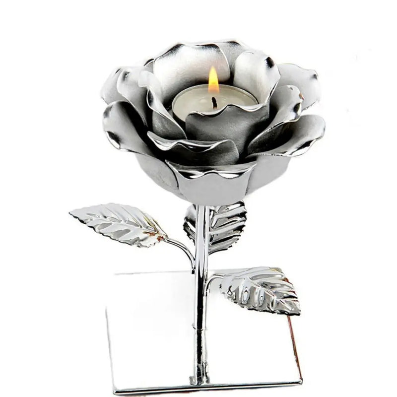 Light Luxury 3D Rose Flower Candlestick Handicraft Exquisite Lotus Candle Holder Simple Emulation Flower Ornaments Photo Props