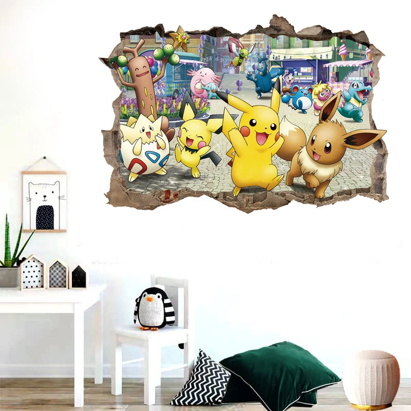 Cartoon Pikachu Wall Stickers For Kid&