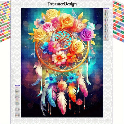 30X40CM Diamond Painting Kit Flower Dream Catcher Full Round Diamond Mosaic 5D DIY Cross Stitch Kits Embroidery Art Home Decor