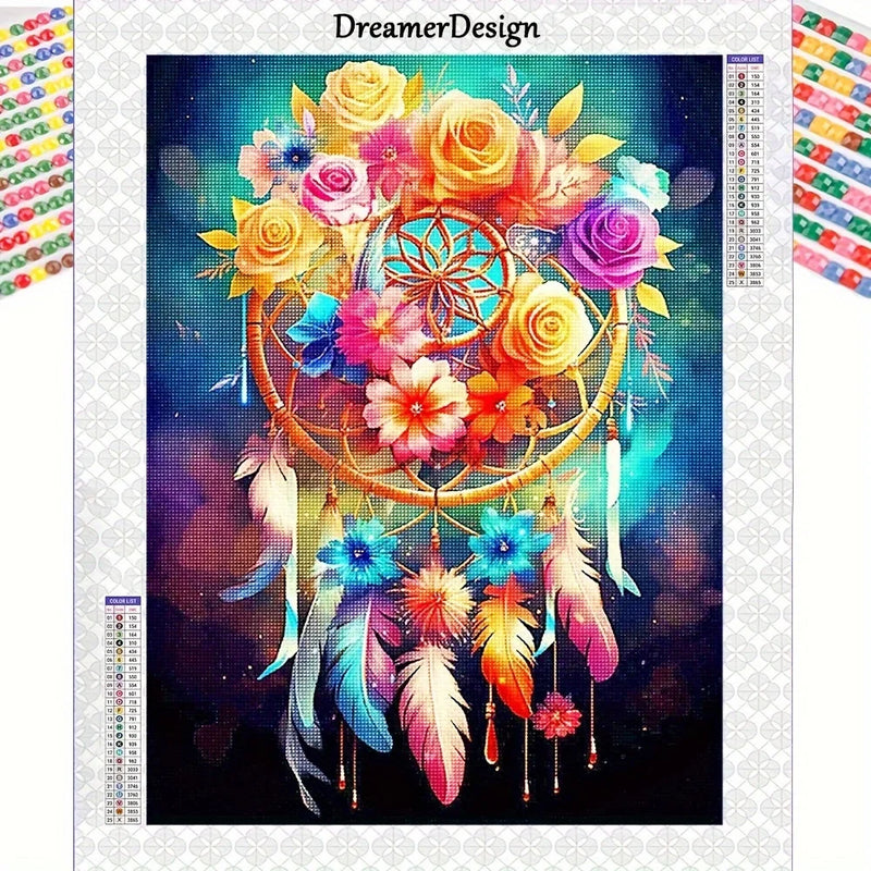 30X40CM Diamond Painting Kit Flower Dream Catcher Full Round Diamond Mosaic 5D DIY Cross Stitch Kits Embroidery Art Home Decor