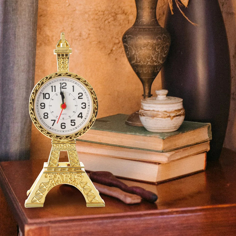 European Style Eiffel Tower Alarm Clock Retro Pendulum Clock Bedroom Bedside Small Alarm Clock Ornaments Bedside