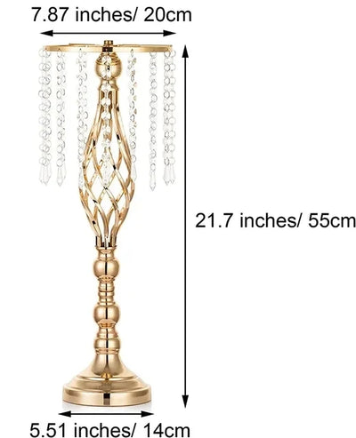 10 Pcs Gold Vase for Wedding Centerpieces Table Decorations with Chandelier Crystals, Flower Vase, Wedding Metal Flower Stand