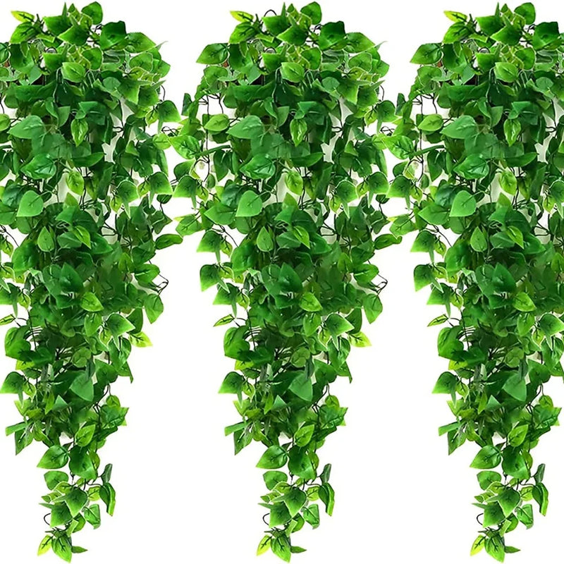 3PCSArtificial Hanging Plants Fake Hanging Plant Fake Ivy Vine for Wall House Room Indoor Outdoor Decoration (No Baskets)