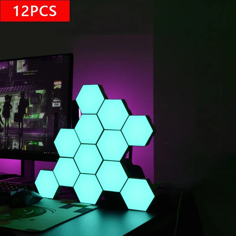 RGB Smart Quantum Lamp Tuya App Remote Control Touch Background Wall Bedroom DIY Decoration Wall Lamp Esports Atmosphere Light