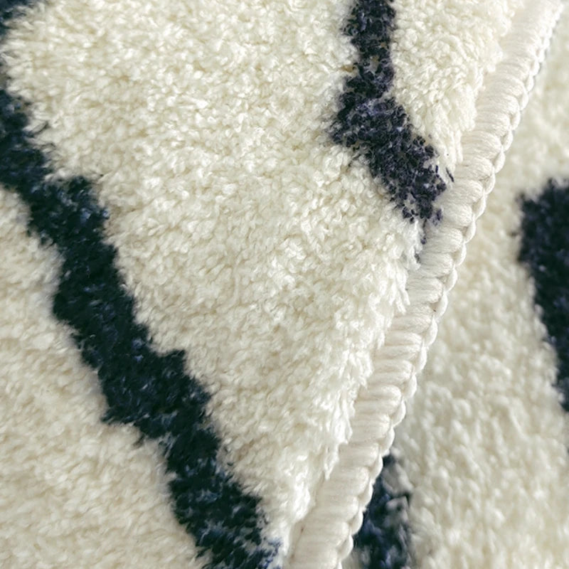 Modern Style Living Room Decoration Carpet Black White Lines Rugs for Bedroom Thicken Plush Study Floor Mat Home Fluffy Soft Rug